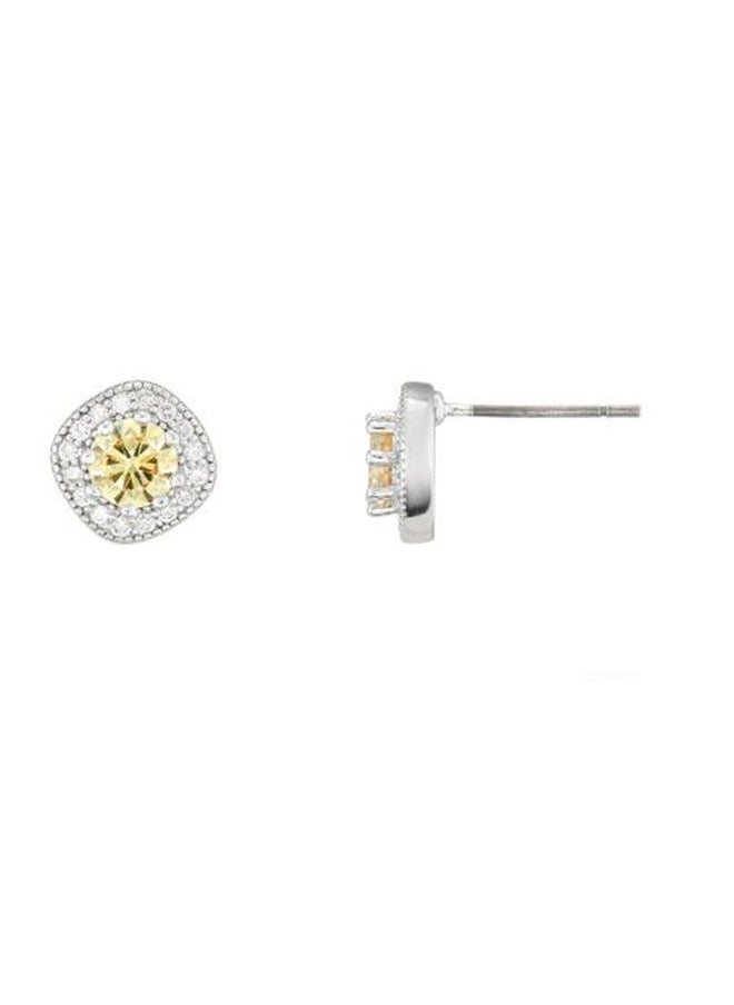 BUCKLEY LONDON The Carat Collection - Canary Cushion Sparkle Stud Earrings  - Image 1