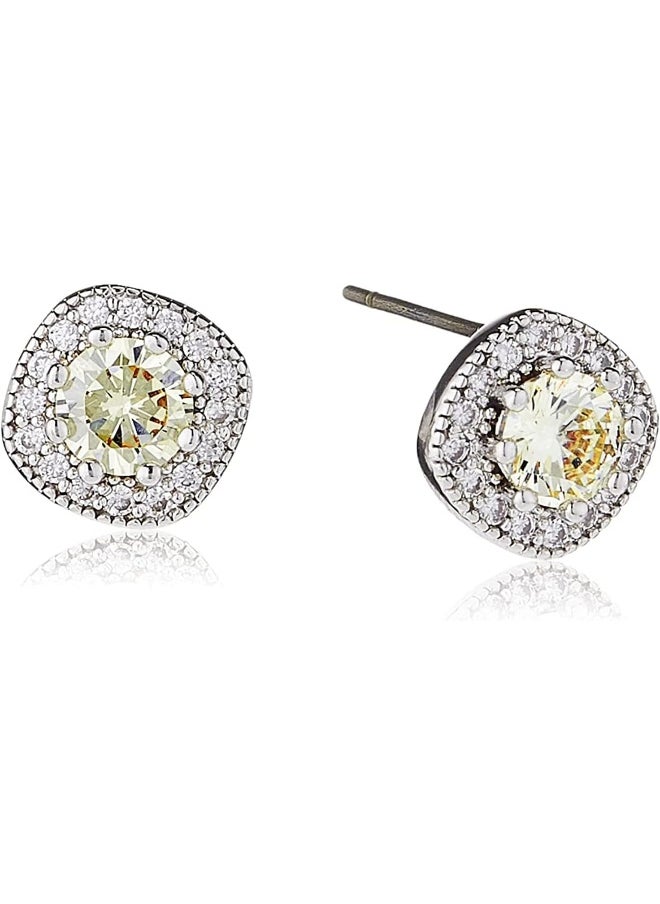 BUCKLEY LONDON The Carat Collection - Canary Cushion Sparkle Stud Earrings  - Image 2