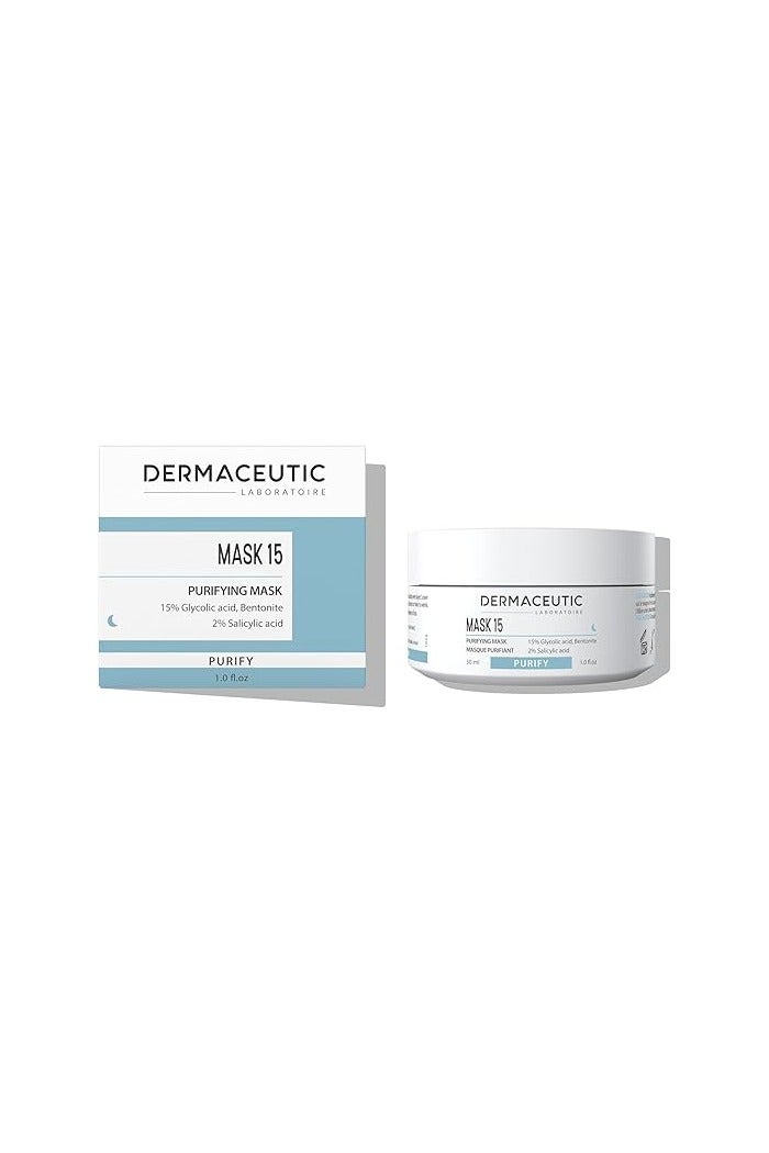 ديرماسوتيك قناع Dermaceutic Mask 15 للتحكم في الزيوت والدهون في الوجه، قناع حمض الجليكوليك وحمض الساليسيليك وطين البنتونيت لتنظيف مسام البشرة بعمق 50 مل - Image 1