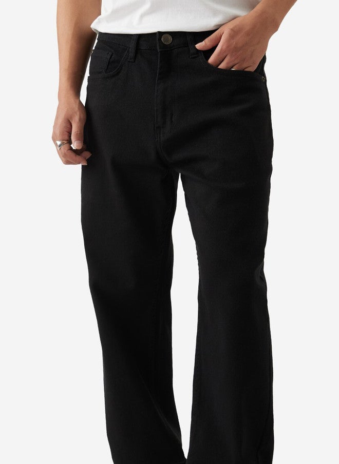 The Souled Store Men Straight Fit Solid Black Jeans - Image 4