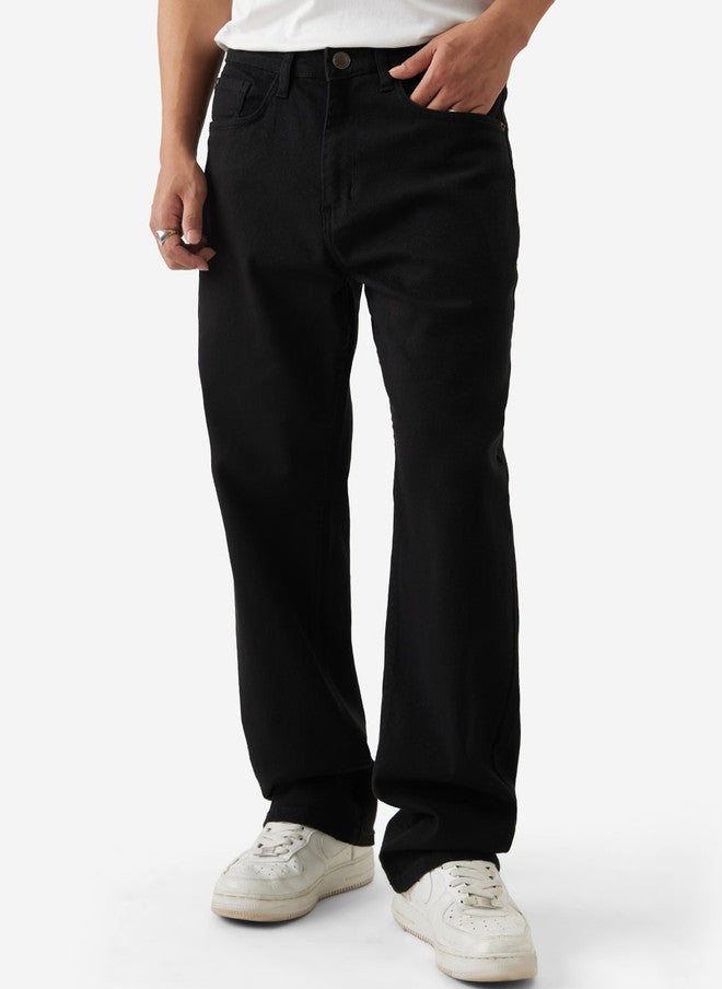 The Souled Store Men Straight Fit Solid Black Jeans - Image 1