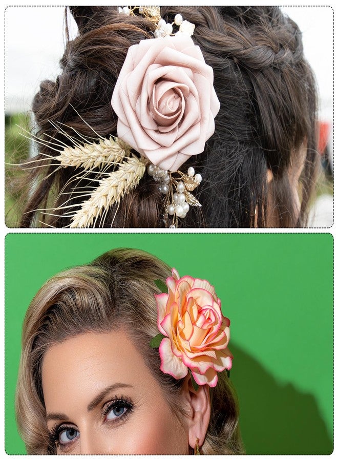 MECCANIXITY 1 Pcs Yellow Rose Flower Hair Clips, 4 Inch Flower Hair Pins, Women's Formal Occasion Hair Accessories - Image 5