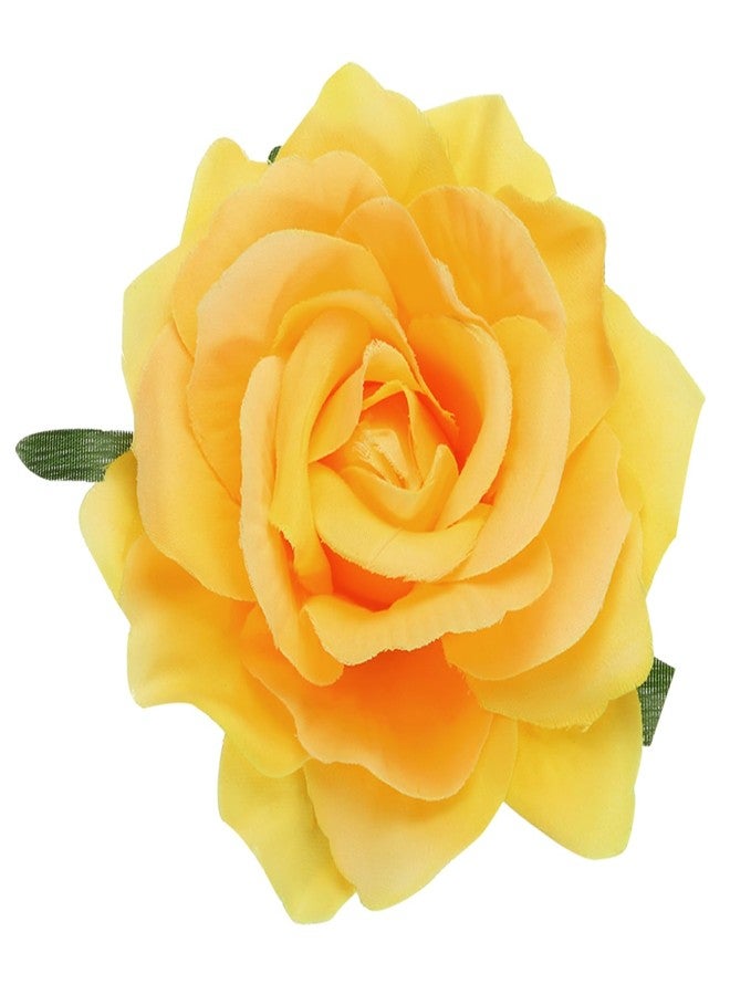 MECCANIXITY 1 Pcs Yellow Rose Flower Hair Clips, 4 Inch Flower Hair Pins, Women's Formal Occasion Hair Accessories - Image 1