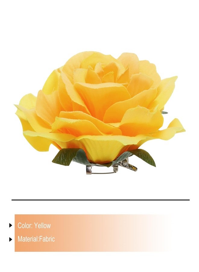 MECCANIXITY 1 Pcs Yellow Rose Flower Hair Clips, 4 Inch Flower Hair Pins, Women's Formal Occasion Hair Accessories - Image 3