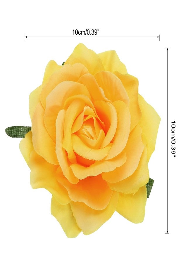 MECCANIXITY 1 Pcs Yellow Rose Flower Hair Clips, 4 Inch Flower Hair Pins, Women's Formal Occasion Hair Accessories - Image 2