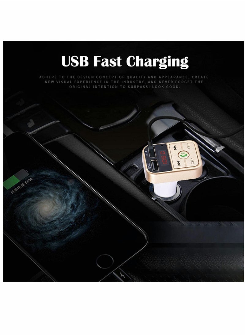 SYOSI - Bluetooth, Car Bluetooth, Transmitterfm Transmitter Wireless Bluetooth, Compatible Handsfree Mp3 Audio Music Player, Dual USB Radio Modulator Car Kit, 2.1A Charger (Black) - Image 1