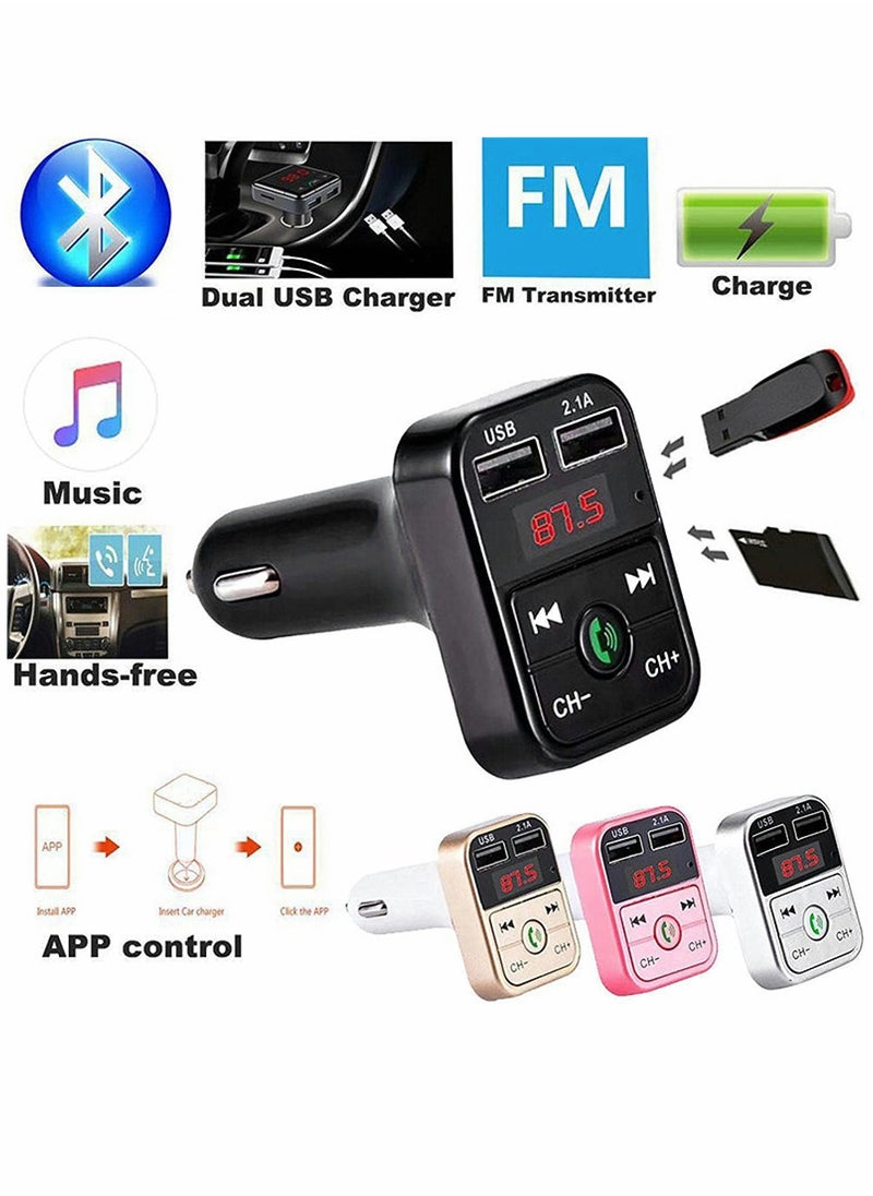 SYOSI - Bluetooth, Car Bluetooth, Transmitterfm Transmitter Wireless Bluetooth, Compatible Handsfree Mp3 Audio Music Player, Dual USB Radio Modulator Car Kit, 2.1A Charger (Black) - Image 1