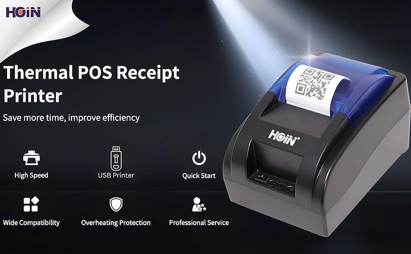 HOIN Original HOIN™ Kiosk Receipt/POS Bill Printing Support 58mm BIS Certified USB Thermal Printer. (1 Year Warranty). No Bluetooth. - Image 2