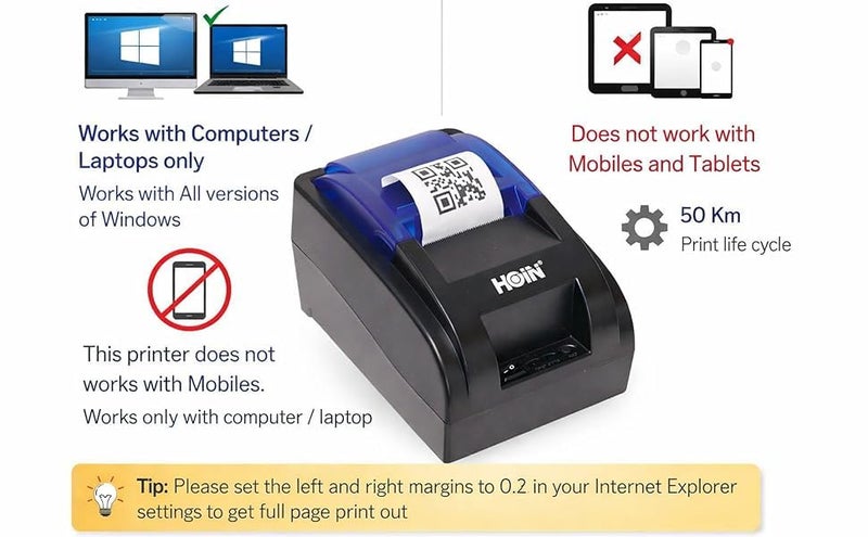 HOIN Original HOIN™ Kiosk Receipt/POS Bill Printing Support 58mm BIS Certified USB Thermal Printer. (1 Year Warranty). No Bluetooth. - Image 5