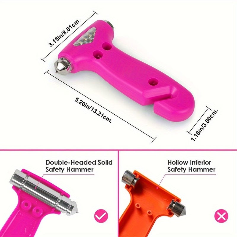 1pc 3 In 1 Pink Car Safety Hammer With Seatbelt Cutter Escape Tool Car Accessories - Image 2