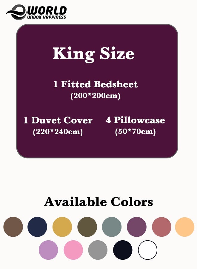 إي وورلد طقم لحاف مخطط فاخر لجميع المواسم – 6 قطع باللون البنفسجي | مقاس كينغ 220×240 سم | فائق النعومة، مقاوم للتجاعيد ومصنوع في دبي | يشمل غطاء لحاف، ملاءة مطاطية (200×200 سم) و4 أغطية وسائد (50×70 سم) - Image 2