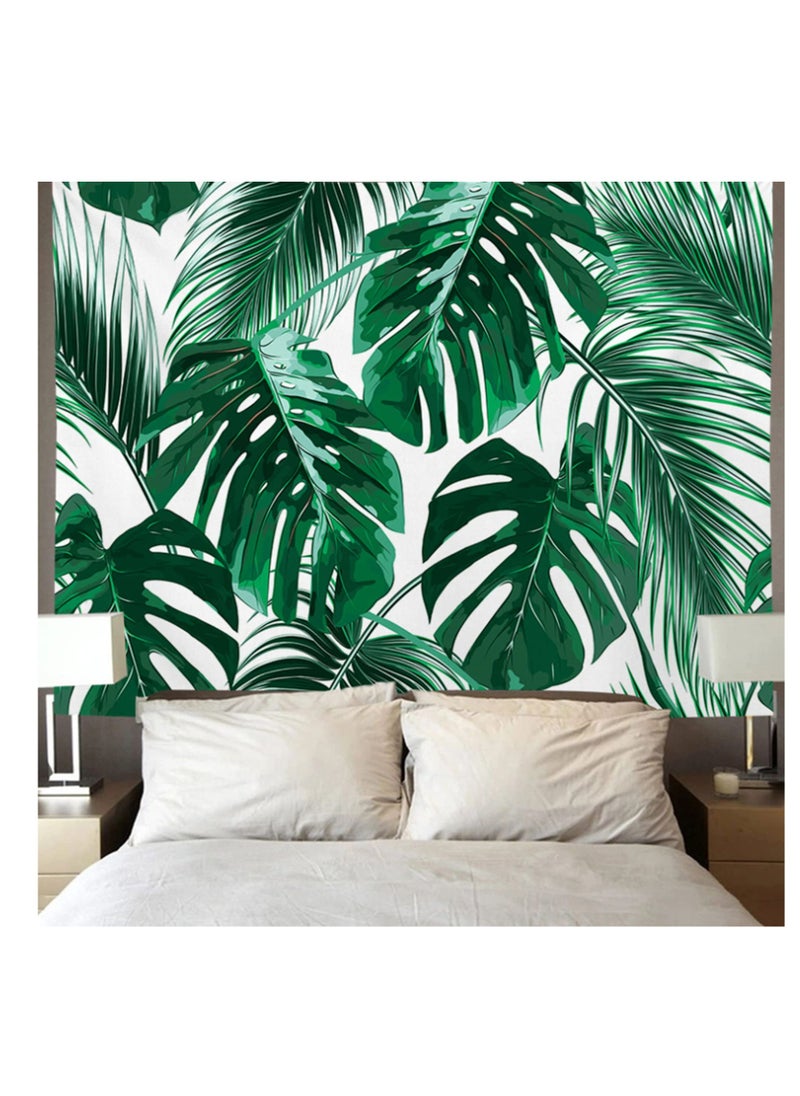 Tropical Green Palm Leaves Pattern Tapestry 3D Home Decorative Wide Wall Hanging Carpet Blanket for Bedroom Living Room Dorm Art Decor Home Accessories(150x130CM)