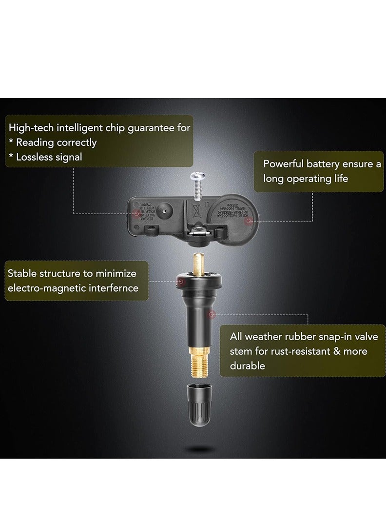 TLAXCA TPMS Tire Pressure Sensor Fits for Ford F150 06-08, Explorer 06-10, Mustang 05-09, Ranger 06-11, Expedition 07-10, Escape 05-08, Focus Lincoln Mazda Mercury, 4-Pack Tire Pressure Monitoring System 6F2Z-1A189-A, 7L1Z1A189A, 315MHz - Image 3