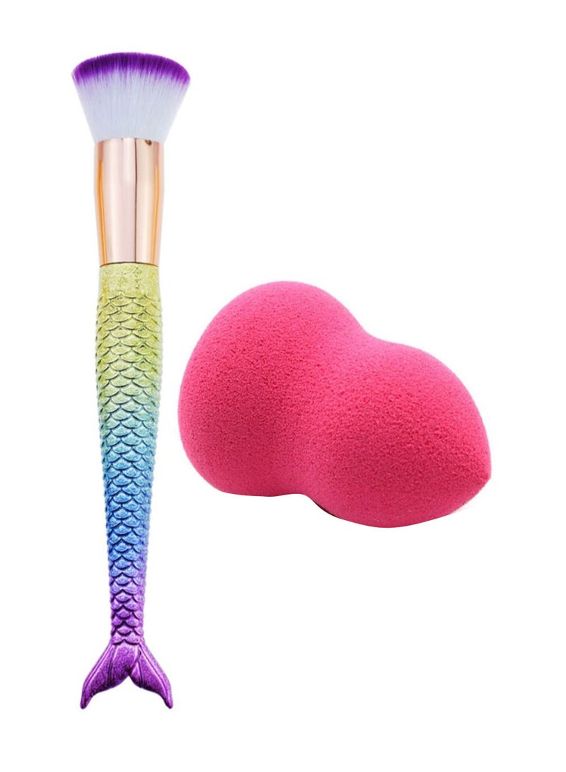 نيبمينينت فرشاة مكياج بتصميم حورية البحر مع أداة دمج تجميلية متعدد الألوان - Image 1
