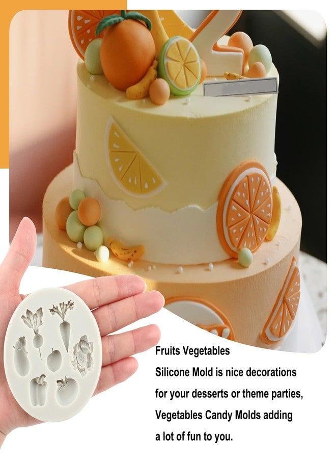 Sijiangmold Vegetable Fruit Radish Tomato Eggplant Cabbage Silicone Mold Strawberry Pineapple Fondant Mold For Cupcake Topper Cake Decorating Chocolate Candy Craft Gum Paste Set Of 4 - Image 3
