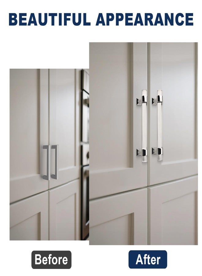 Orger 10 Pack Cabinet Pulls Clear Acrylic Cabinet Handles 5'' Drawer Pulls Round Tube Modern Silver Hardware Handles Kitchen Cabinet Dresser Drawer Pulls - Image 3