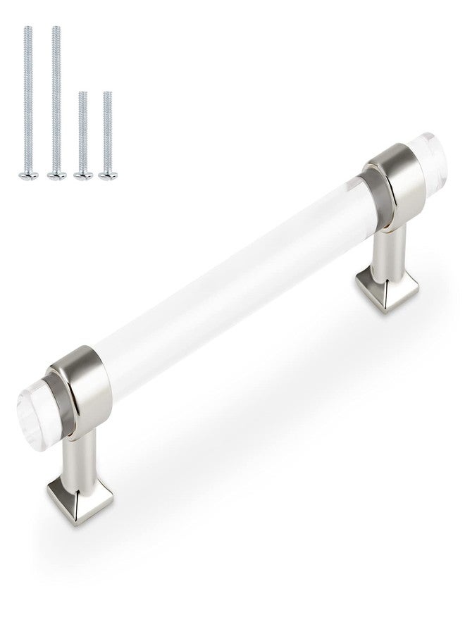 Orger 10 Pack Cabinet Pulls Clear Acrylic Cabinet Handles 5'' Drawer Pulls Round Tube Modern Silver Hardware Handles Kitchen Cabinet Dresser Drawer Pulls - Image 1