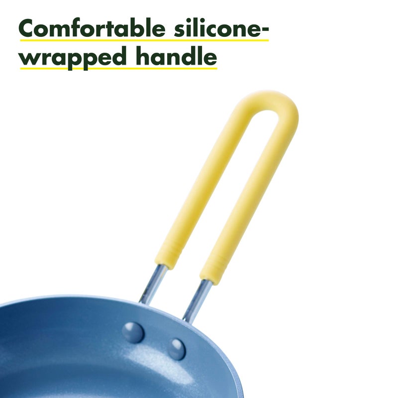 Greenpan مقلاة بيض صغيرة من جرين بان، 5" دائرية، غير لاصقة صحية من السيراميك، خالية من PFAS، آمنة في غسالة الصحون، مقبض بارد، أصفر - Image 2