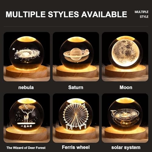 CPENSUS 3D Galaxy Crystal Ball Night Lamp,Solar System, USB Table Colorful LED Wooden Crystal Ball for Home Decoration Birthday Gift for Teens Boys and Girls (Ferris Wheel) - Image 5