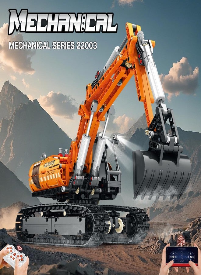 Reobrix RC Excavator Building Set,APP Remote Control Excavator Model with Motor,Truck Construction Setss for Adults 22003,Vehicle Building Blocks Engineering Gifts 1106 PCS - Image 2