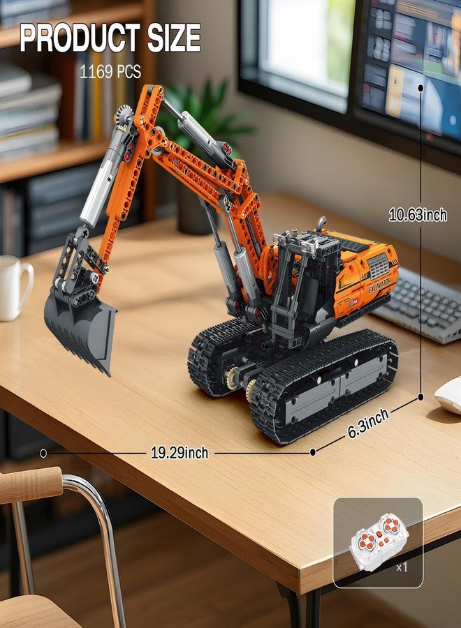 Reobrix RC Excavator Building Set,APP Remote Control Excavator Model with Motor,Truck Construction Setss for Adults 22003,Vehicle Building Blocks Engineering Gifts 1106 PCS - Image 5