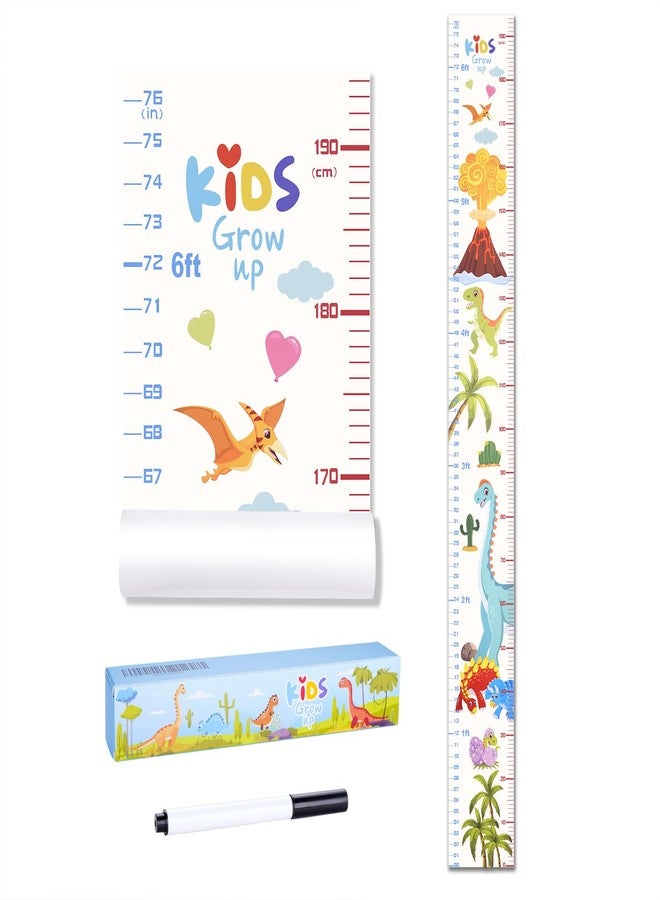 Eichzer Baby Height Growth Chart, Premium Handing Ruler Home Nursery Wall Decor for Kids, 76" x 8" Growth Tracker for Children Height Record, Boys & Girls Playroom Decoration Sticker (Dinosaur) - Image 1