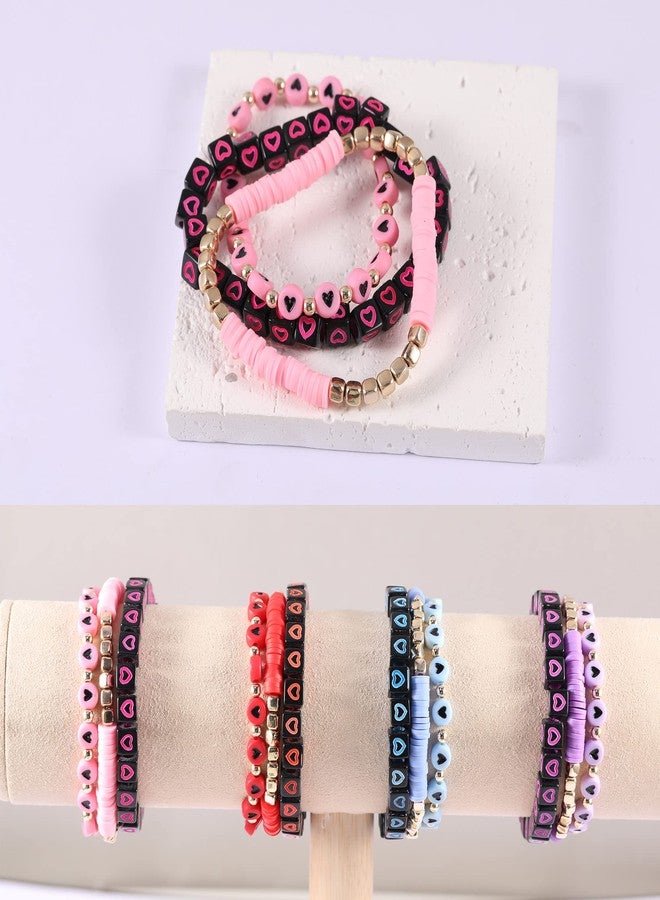 PIPITREE 12pcs Surfer Heishi Bracelets for Women Stackable Clay Beaded Stretch Bracelets Elastic Layering Couple Friendship Bracelets Boho Summer Beach Jewelry Set - Image 5