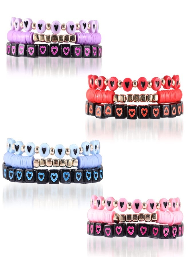 PIPITREE 12pcs Surfer Heishi Bracelets for Women Stackable Clay Beaded Stretch Bracelets Elastic Layering Couple Friendship Bracelets Boho Summer Beach Jewelry Set - Image 1