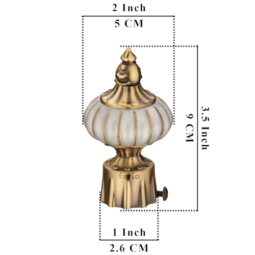 FERIO Curtain Finials Curtain Brackets for Curtain Rod, Curtain Rod Ends Curtain Knobs for Window Fittings Curtain Accessories Parda Holder (Aluminium, White Antique Brass, Pack of 4) - Image 2