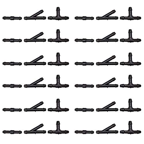 BUENNUS موصل خرطوم الماء لزجاج السيارة 36 قطعة، موصل خرطوم غسيل الزجاج BUENNUS نوع 2-طريقة I نوع 3-طريقة T/Y موصلات فوهة سوداء عالمية لزجاج السيارة - Image 1