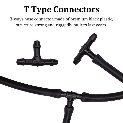 BUENNUS موصل خرطوم الماء لزجاج السيارة 36 قطعة، موصل خرطوم غسيل الزجاج BUENNUS نوع 2-طريقة I نوع 3-طريقة T/Y موصلات فوهة سوداء عالمية لزجاج السيارة - Image 3