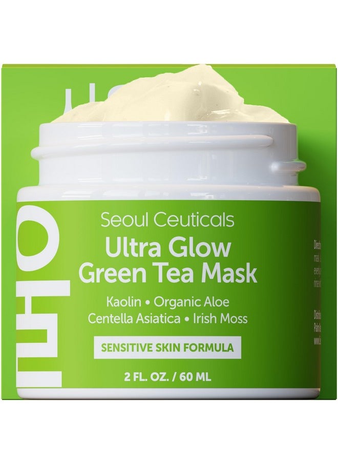 seoulceuticals Korean Skin Care Face Mask For Sensitive Skin - Korean Skincare Green Tea Wash Off Masks - K Beauty Face Masks - Aloe Vera Mask + Centella Asiatica Hydrating Facial Spa Mask 2Oz 