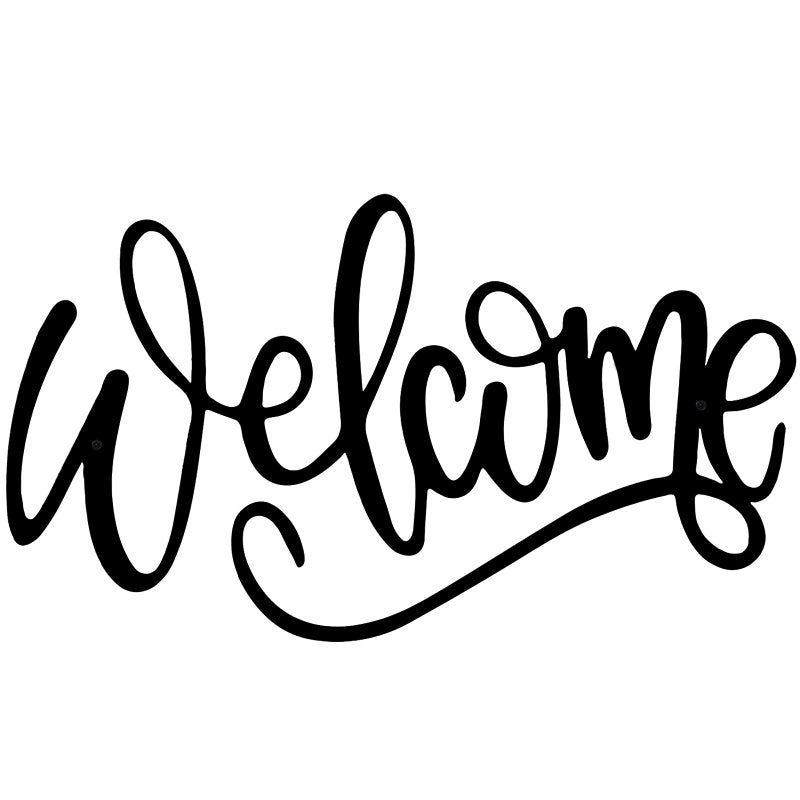 Hotop Metal Welcome Sign Welcome Script Wall Sign Front Door Welcome Letter Sign Welcome Sign Wall Decor for Front Door Home Gallery Wall Decorations Black 138 x 79 Inch
