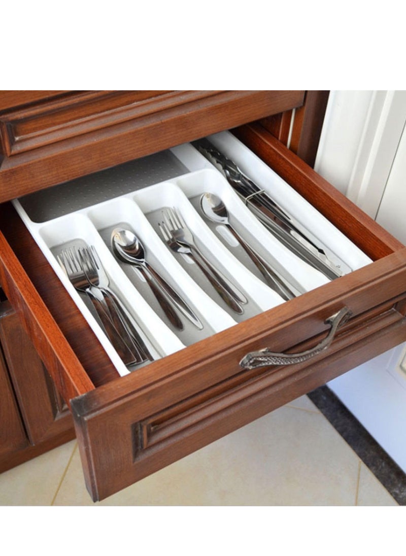 Classic 6-grid Large Silverware Tray Organizer Non Slip Utensil Tray, Multi-Functional Kitchen Cutlery Drawer Organizers Tray stainless Steel Knife,Storage Finisher Tray