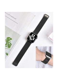 YOMNA YOMNA Magnetic Metal Milanese Loop Band Compatible with Apple Watch Band 42mm 44mm 45mm 49mm, Adjustable Stainless Steel Mesh Strap Replacement for iWatch Series Ultra SE 8 7 6 5 4 3 2 1- Black  - Image 3