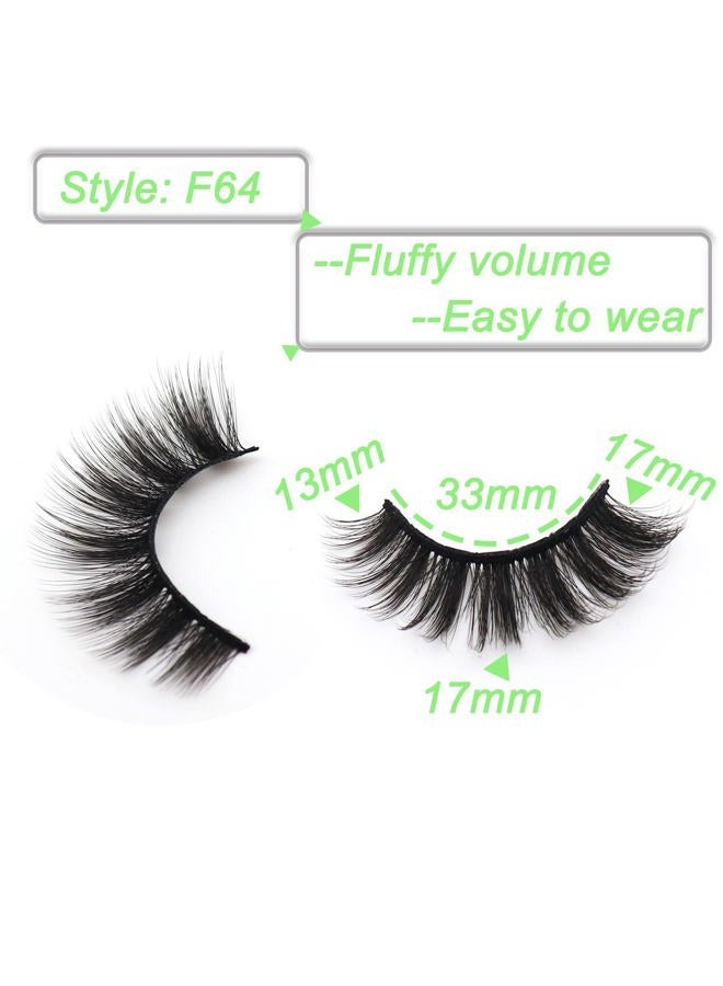 Losha Eyelashes Natural Look Faux Mink Lashes Pack Handmade Wispy False Eyelashes 14 Pairs Eye Lashes (F64) - Image 3