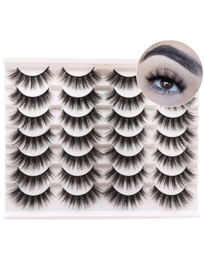Losha Eyelashes Natural Look Faux Mink Lashes Pack Handmade Wispy False Eyelashes 14 Pairs Eye Lashes (F64) - Image 1