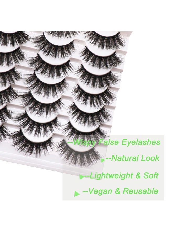 Losha Eyelashes Natural Look Faux Mink Lashes Pack Handmade Wispy False Eyelashes 14 Pairs Eye Lashes (F64) - Image 4
