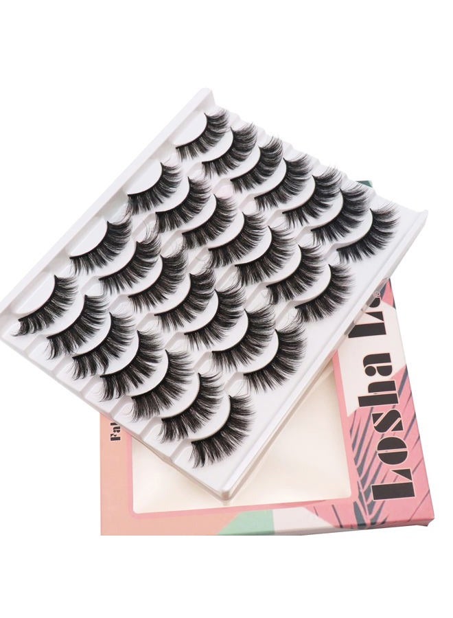 Losha Eyelashes Natural Look Faux Mink Lashes Pack Handmade Wispy False Eyelashes 14 Pairs Eye Lashes (F64) - Image 5