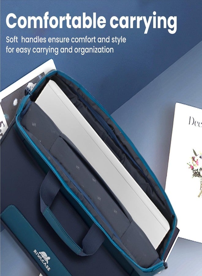 RIVACASE Suzuka 7737 Laptop Bag Water Resistant Polyester Fabric fits most popular Macbook Laptops Ultrabooks 15.6 inches Computer Bag for Women/Men/Travel/Business Style Briefcase Steel Blue - Image 4