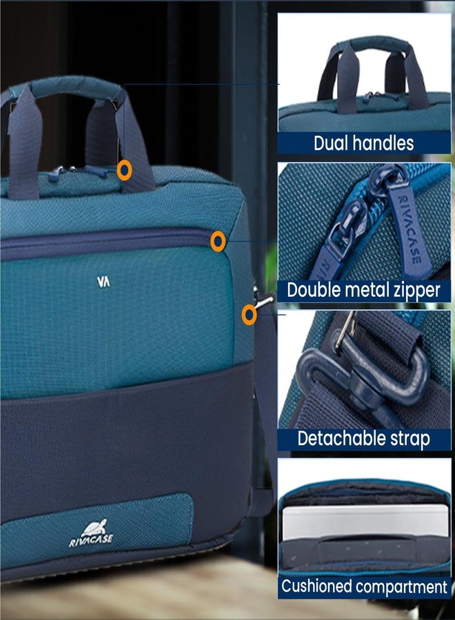 RIVACASE Suzuka 7737 Laptop Bag Water Resistant Polyester Fabric fits most popular Macbook Laptops Ultrabooks 15.6 inches Computer Bag for Women/Men/Travel/Business Style Briefcase Steel Blue - Image 2