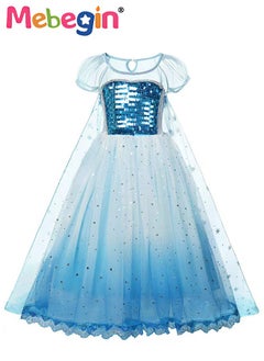 Princess Elsa Dress with Snowflake Patterned Cape, Frozen-Themed Princess Costume with Puff Sleeves, Elegant Deluxe Shining Princess Dress Up Costume for Girls, Great for Fancy Dress Parties, Birthdays, Prom Outfits and Cosplay Activities - pzsku/ZA30CE155A2FD7AB12087Z/45/_/1726134868/c884ae2c-7671-4057-9c7f-0bc6535011bc