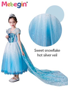 Princess Elsa Dress with Snowflake Patterned Cape, Frozen-Themed Princess Costume with Puff Sleeves, Elegant Deluxe Shining Princess Dress Up Costume for Girls, Great for Fancy Dress Parties, Birthdays, Prom Outfits and Cosplay Activities - pzsku/ZA30CE155A2FD7AB12087Z/45/_/1726134870/212eb388-d0e1-4ef2-847c-85460cc19906