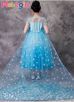 Princess Elsa Dress with Snowflake Patterned Cape, Frozen-Themed Princess Costume with Puff Sleeves, Elegant Deluxe Shining Princess Dress Up Costume for Girls, Great for Fancy Dress Parties, Birthdays, Prom Outfits and Cosplay Activities - pzsku/ZA30CE155A2FD7AB12087Z/45/_/1726134877/2cffcc53-107f-4254-8baa-098f6cb63d7d