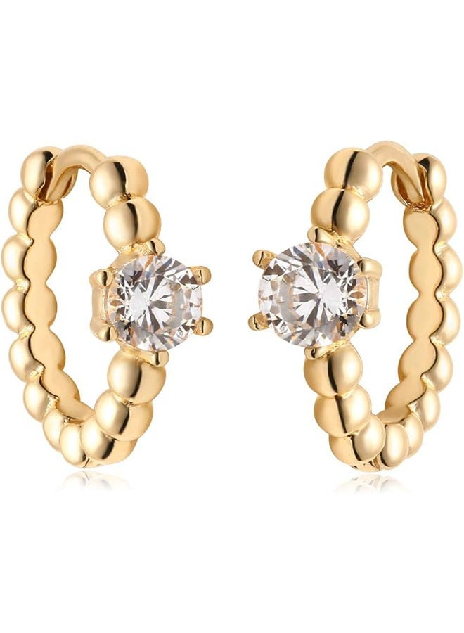 Mevecco Women Huggie Earrings Gold Hoop Sleeper 14K Gold Filled Small Simple Handmade Hypoallergenic Everyday Jewelry - Image 1