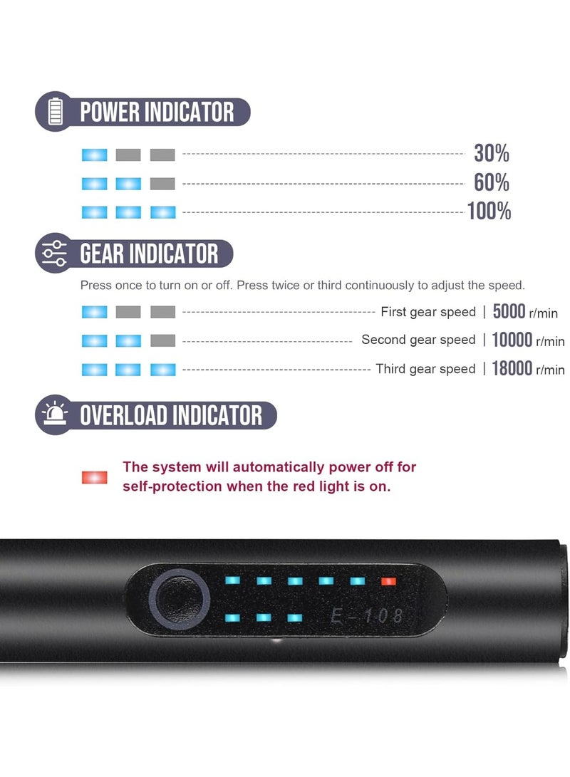 NANAO Electric Engraving Pen with 37 Bits, USB Rechargeable Cordless Engraving Machine, Portable DIY Rotary Engraver for Jewelry Wood Glass Stone Carving, Black - Image 5