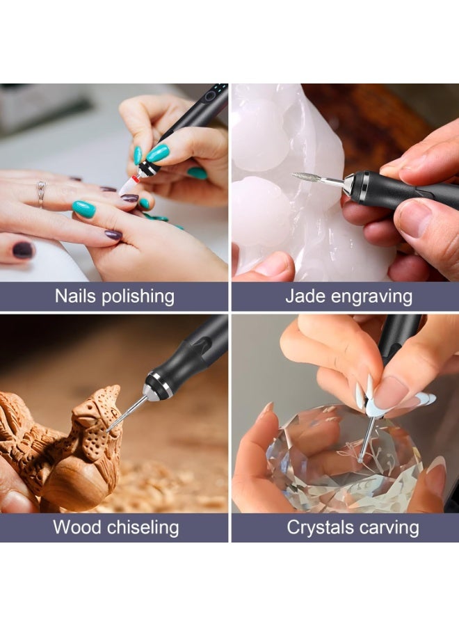 NANAO Electric Engraving Pen with 37 Bits, USB Rechargeable Cordless Engraving Machine, Portable DIY Rotary Engraver for Jewelry Wood Glass Stone Carving, Black - Image 3