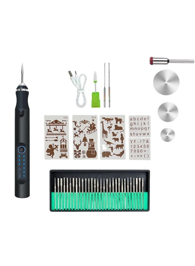 NANAO Electric Engraving Pen with 37 Bits, USB Rechargeable Cordless Engraving Machine, Portable DIY Rotary Engraver for Jewelry Wood Glass Stone Carving, Black - Image 1