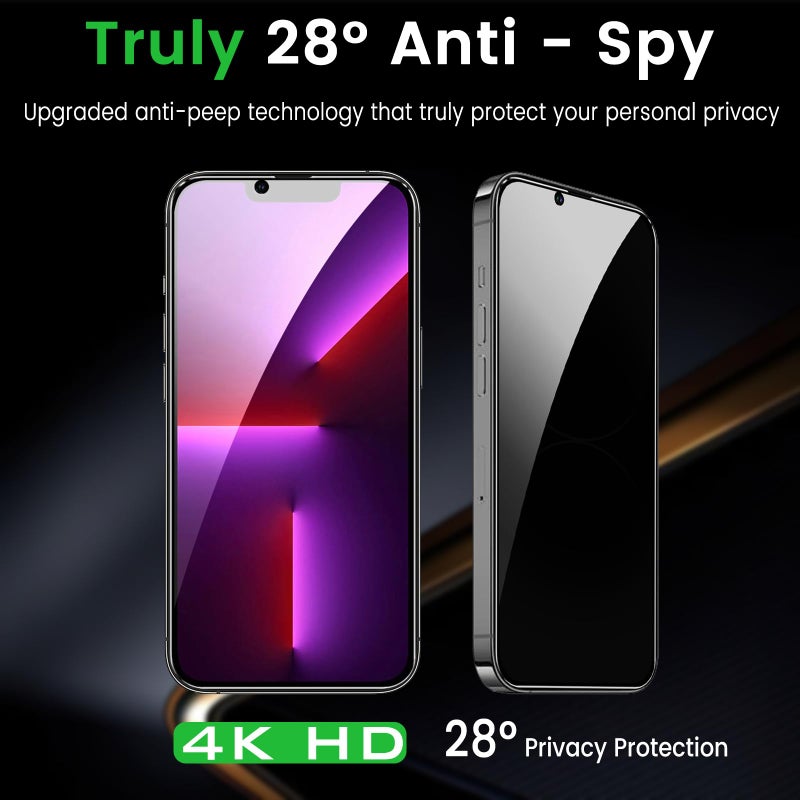 Romkasi 3 Pack Privacy Screen Protector for iPhone 13 6.1 Inch with 3 Pack Camera Lens Protector, Anti Spy Tempered Glass Film, Anti-Scratch, Touch Sensitive, Case Friendly - Image 4