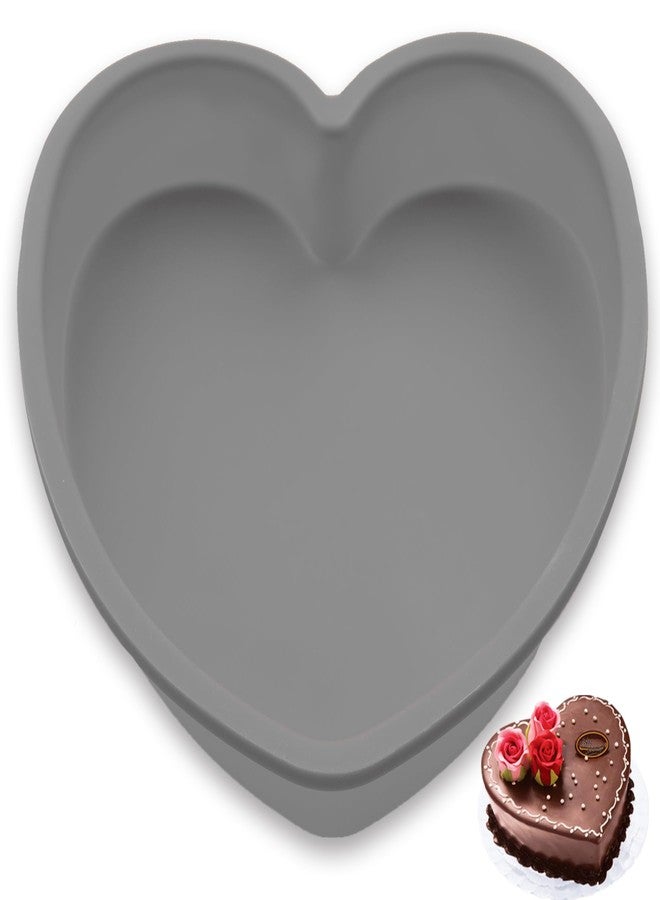 WINROLA Silicone Heart Shaped Cake Pans,9 Inch Silicone Cake Pan for Baking, Heart Molds Silicone Non-Stick (Grey-1PCS, 9 INCH) - Image 1